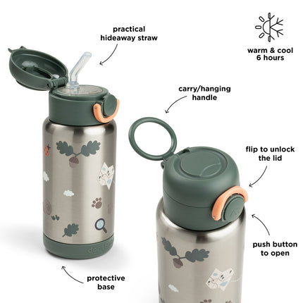 <tc>Done by Deer</tc> Butelka termiczna z słomką Tiny Trails Green 340 ml