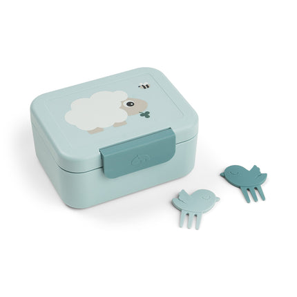 <tc>Done by Deer</tc> Pudełko na lunch z wykałaczkami do przekąsek Tiny Farm Blue