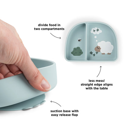 <tc>Done By Deer</tc> &SStick&Stay – miseczka z przegródkami Tiny Farm Blue