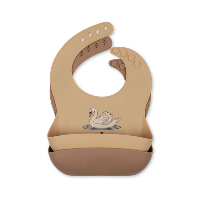 2 PACK SILICONE BIB SWAN Slabbetjes - Babywinkel - 5715404044240
