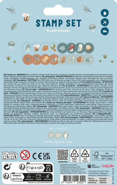 <tc>Little Dutch</tc> Zestaw pieczątek Leśni przyjaciele 12 szt