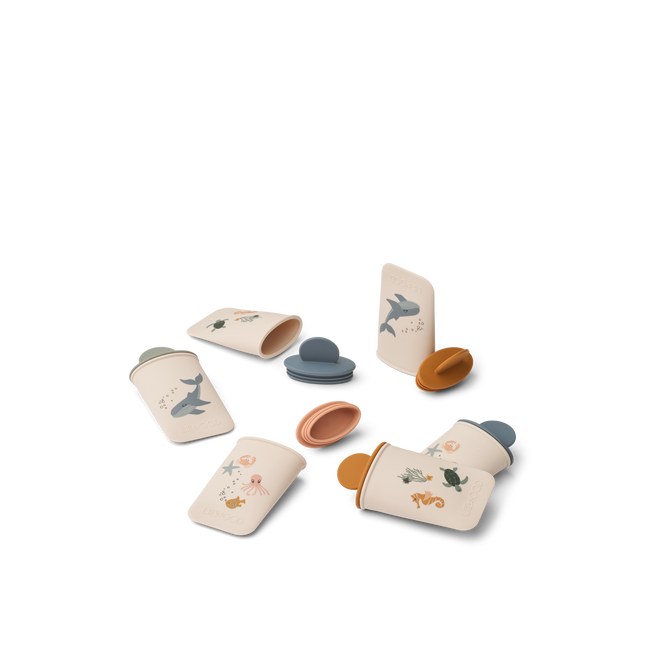 Malik mini lizaki lodowe z nadrukiem, 6 sztuk Morskie stworzenie/Piasek