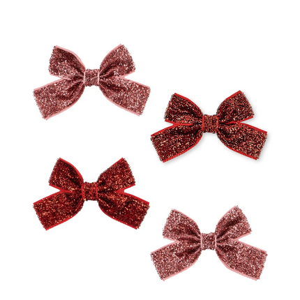 Konges Sløjd Haarspeldje Baby Red / Rose Glitters 4St