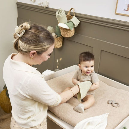 Aankleedkussenhoes 2 - pack badstof Uni - sand - 85x75cm - Babywinkel - 4054703103229