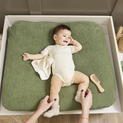 Aankleedkussenhoes badstof Uni - olive green - 85x75cm - Babywinkel - 4054703108217