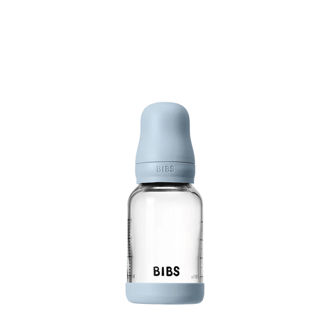 Baby Glass Bottle Set 120ml Silicone - Baby Blue - Babywinkel - 5713795265657