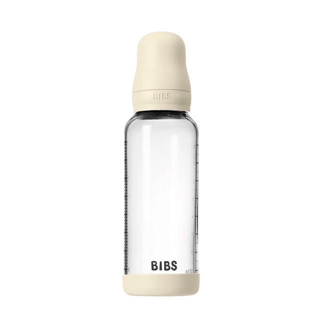 Baby Glass Bottle Set 240ml Silicone - Ivory - Babywinkel - 5713795265718
