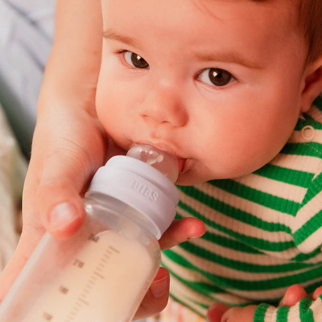 Baby Glass Bottle Set 240ml Silicone - Ivory - Babywinkel - 5713795265718