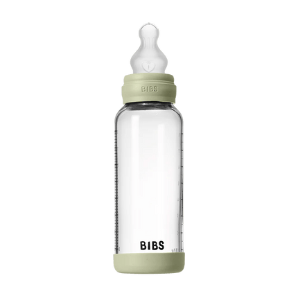 Baby Glass Bottle Set 240ml Silicone - Sage - Babywinkel - 5713795265725