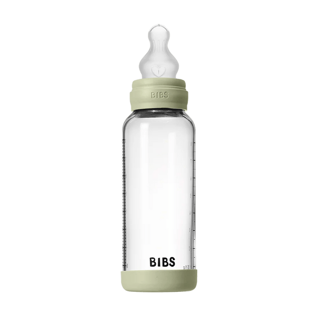 Baby Glass Bottle Set 240ml Silicone - Sage - Babywinkel - 5713795265725