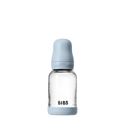 Baby glazen flessenset 120ml latex - babyblauw - Babywinkel - 5713795265572