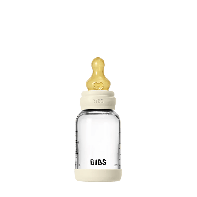 Babyflessenset van glas 120 ml latex - ivoor - Babywinkel - 5713795265596
