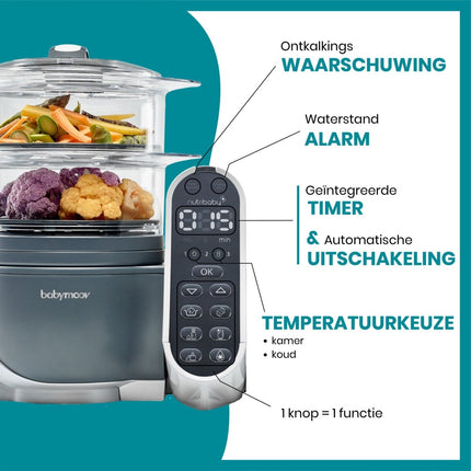 Babymoov Keukenmachine Nutribaby (+) Industrial Grey - Babymoov - Babywinkel - 3661276148789