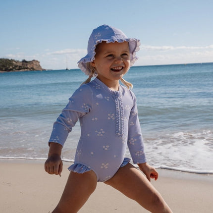 Badpak met lange mouwen en ruches Dreamy Lavender koop je bij Babywinkel