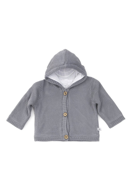 Bamboom Baby Vestje Gebreid Met Capuchon Grijs koop je bij Babywinkel