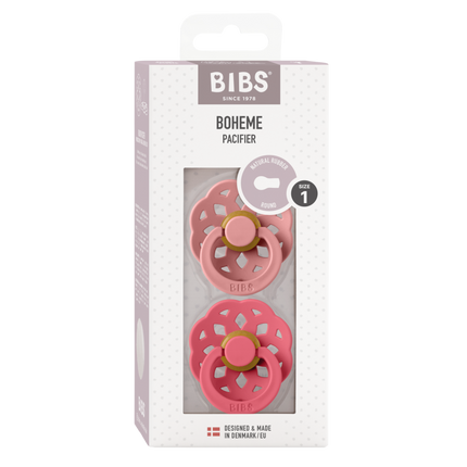 BIBS Speen Maat 1 Boheme Dusty Pink/Coral 2St - BIBS - Babywinkel - 5713795256150