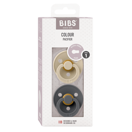 BIBS Speen Maat 1 Latex Vanilla/Iron 2st - BIBS - Babywinkel - 5713795241156