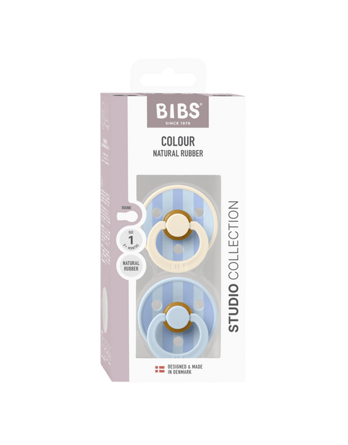 BIBS Speen Maat 1 Studio Colour Block Baby Blue Dusty Blue Mix 2St koop je bij Babywinkel
