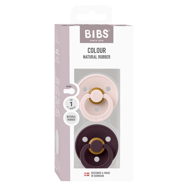 BIBS Spenen Colour 2 PACK Petal/Plum Maat 1 koop je bij Babywinkel
