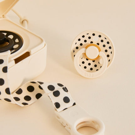 BIBS Spenen Maat 1 Pacifier Studio Colour 2 pack Polka Latex Anatomical Ivory/Black koop je bij Babywinkel