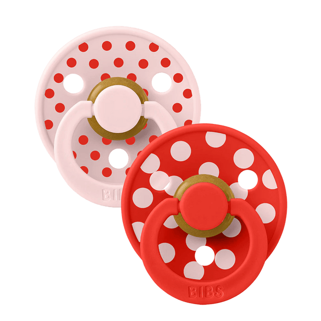 BIBS Spenen Maat 1 Studio Colour Polka Latex Blossom/Candy Apple 2st koop je bij Babywinkel