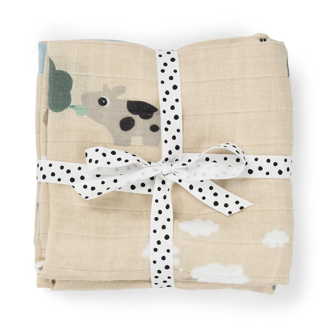 Burp cloth 2 - pack Tiny farm - Babywinkel - 5712643054917