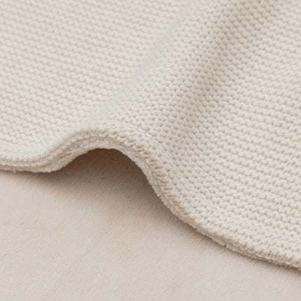 Deken Wieg 75x100cm Basic Knit - Oatmeal/Velvet - Babywinkel - 8717329403857