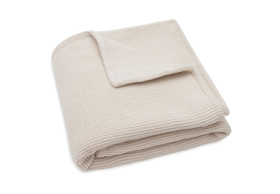 Deken Wieg 75x100cm Basic Knit - Oatmeal/Velvet - Babywinkel - 8717329403857
