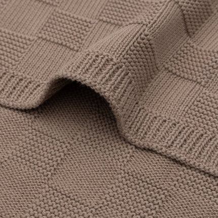 Deken Wieg 75x100cm Box Knit - Milky Coffee - GOTS - Babywinkel - 8717329400009
