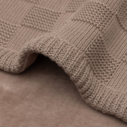 Deken Wieg 75x100cm Box Knit - Milky Coffee/Velvet - GOTS - Babywinkel - 8717329403871
