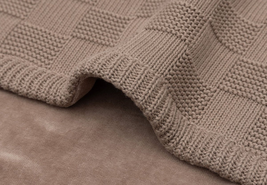 Deken Wieg 75x100cm Box Knit - Milky Coffee/Velvet - GOTS - Babywinkel - 8717329403871