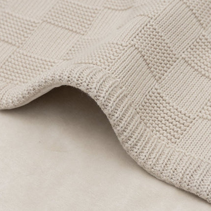 Deken Wieg 75x100cm Box Knit - Warm Sand/Velvet - GOTS - Babywinkel - 8717329403864