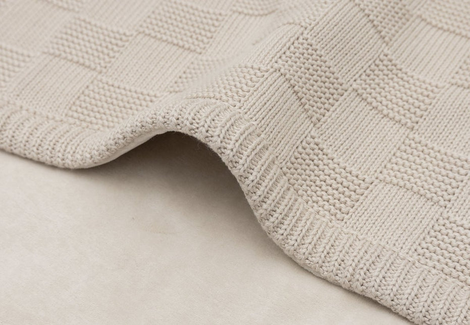 Deken Wieg 75x100cm Box Knit - Warm Sand/Velvet - GOTS - Babywinkel - 8717329403864