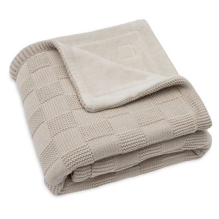 Deken Wieg 75x100cm Box Knit - Warm Sand/Velvet - GOTS - Babywinkel - 8717329403864