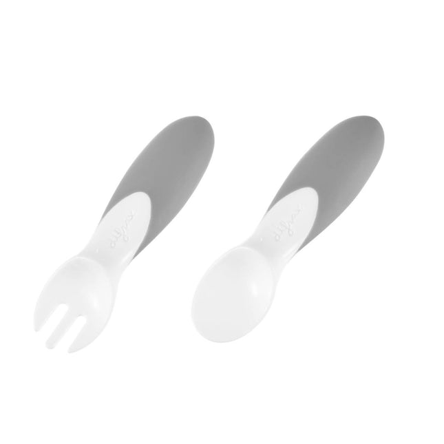 Difrax Peuterbestek Lepel En Vork Grijs - Difrax - Babywinkel - 8711736930470