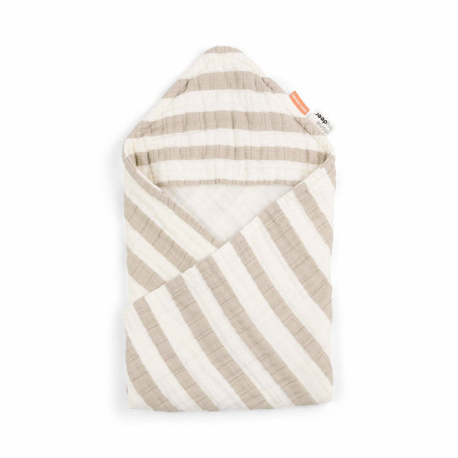 Done by Deer Badcape Baby Stripes Gots Sand koop je bij Babywinkel
