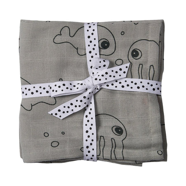 Done by Deer Inbakerdoek Sea Friends Grey 2st - Done by Deer - Babywinkel - 5712643019176