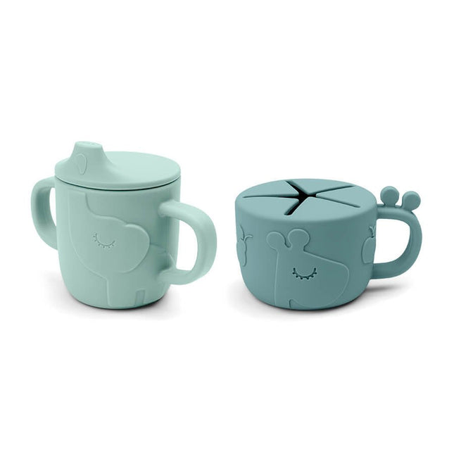 Done by Deer Snackbakje Met Drinkbeker Set Deer Friends Blue - Done by Deer - Babywinkel - 5712643037149