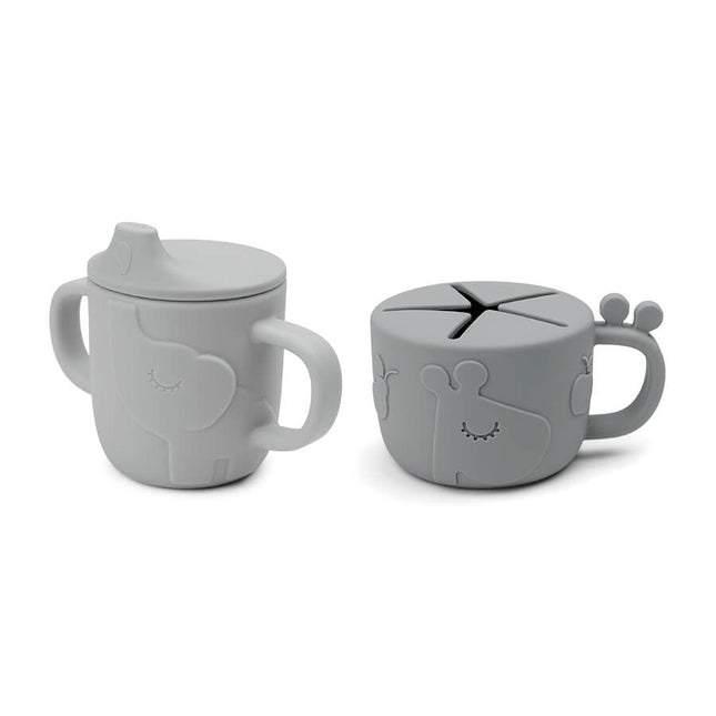 Done by Deer Snackbakje Met Drinkbeker Set Deer Friends Grey - Done by Deer - Babywinkel - 5712643037200