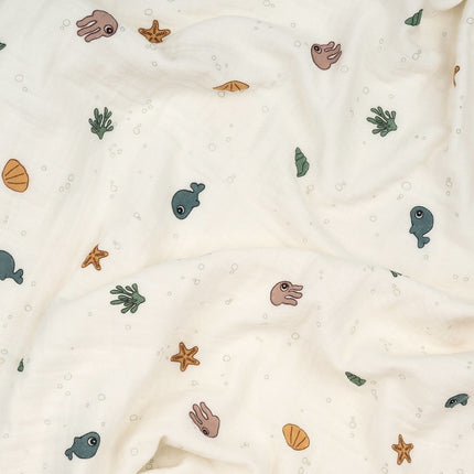 Done by Deer Wikkeldeken Baby Sea Friends Beige 100cm - Done by Deer - Babywinkel - 5712643039471