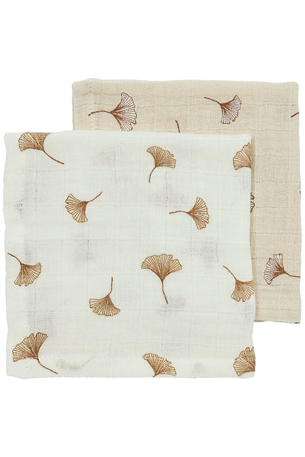 Chusteczki do ust 2-pak wstępnie prane hydrofilowe Ginkgo - offwhite/soft sand - 30x30cm