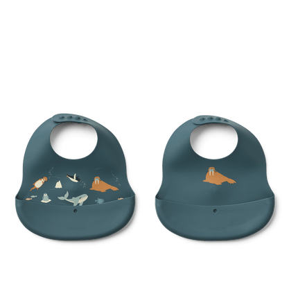 Ember Printed Bib 2 - pack Arctic Sea / Ocean view - Babywinkel - 5715493491741