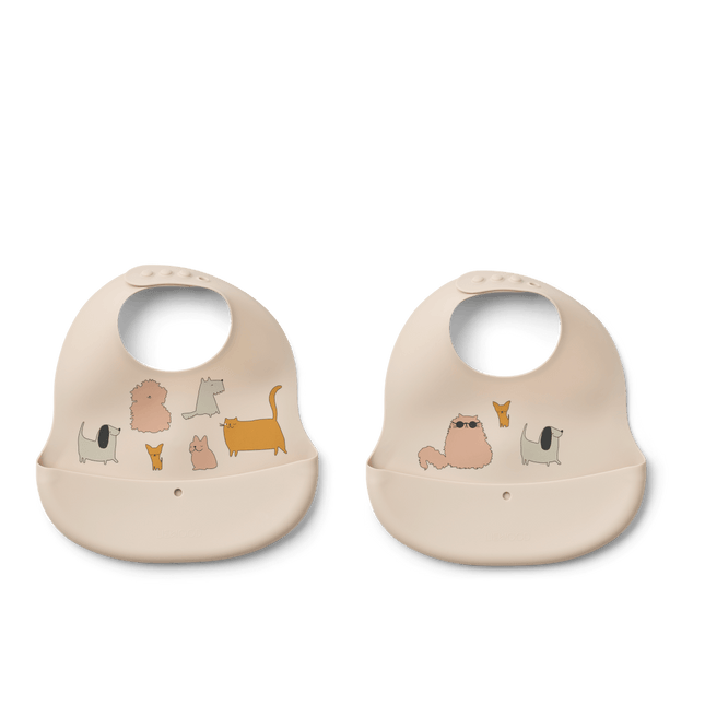 Ember Printed Bib 2 - pack Cats and Dogs / Sandy - Babywinkel - 5715493491758