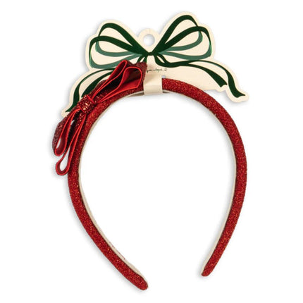 Fluwelen Haarband Met Strik Red Glitter koop je bij Babywinkel
