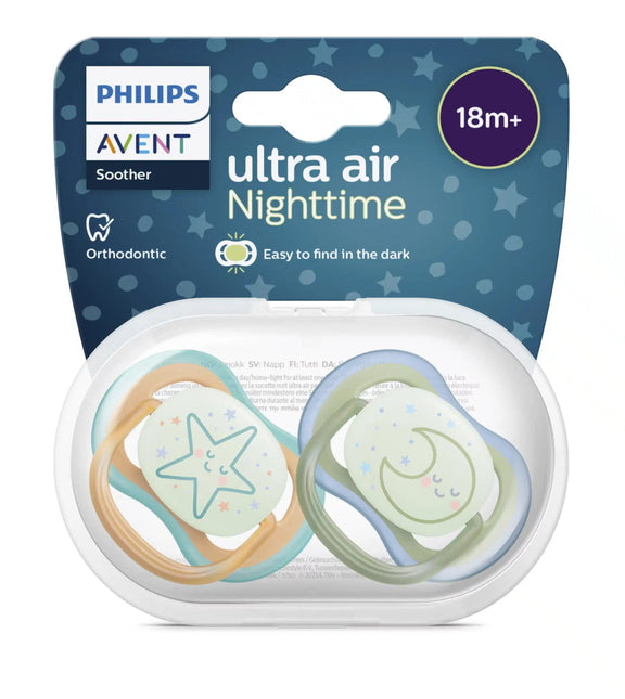 Fopspeen +18m Ultra Air Night Ster/Maan - Babywinkel - 8720689022477