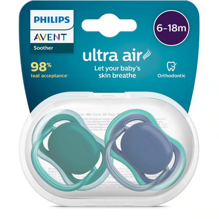 Fopspeen +6M Ultra Air Nachtblauw Groen - Babywinkel - 8720689020169