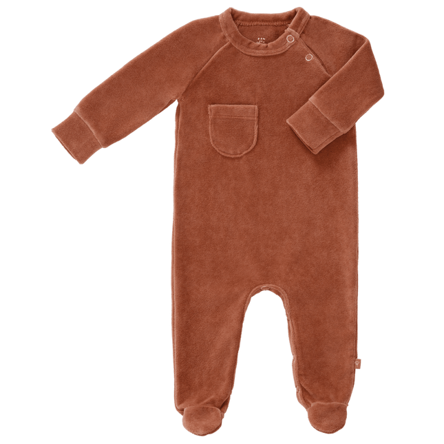 Fresk Baby Pyjama Velours Met Voeten Copper koop je bij Babywinkel