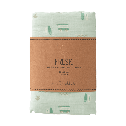 Fresk Inbakerdoek Surf Boy Set 2St 70X60 Cm - Fresk - Babywinkel - 8720874453437