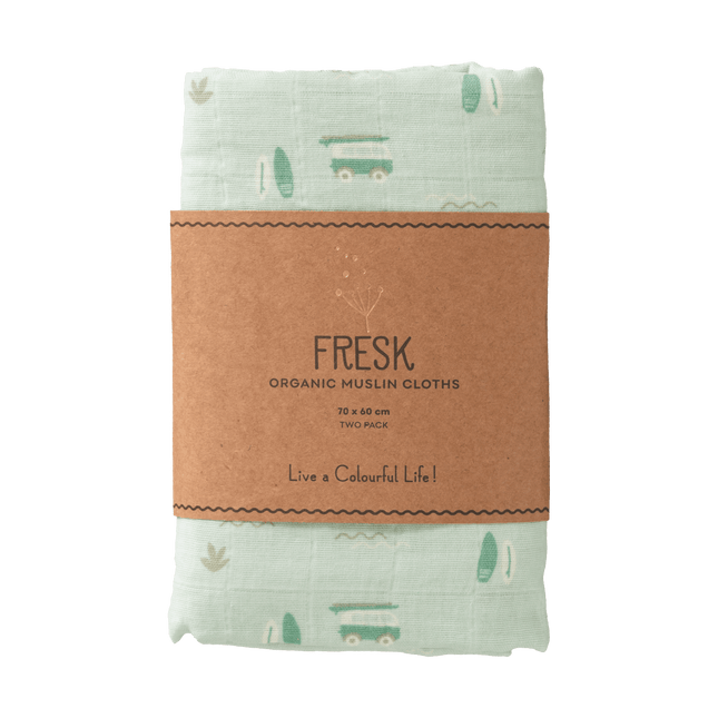 Fresk Inbakerdoek Surf Boy Set 2St 70X60 Cm - Fresk - Babywinkel - 8720874453437