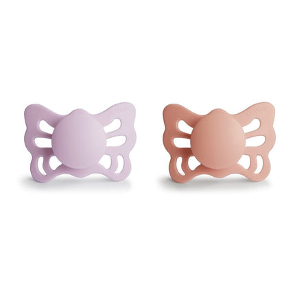 Frigg Speen Maat 1 Butterfly Soft Lilac/Pretty Peach Silicone 2 - Pack - Frigg - Babywinkel - 5715239022215